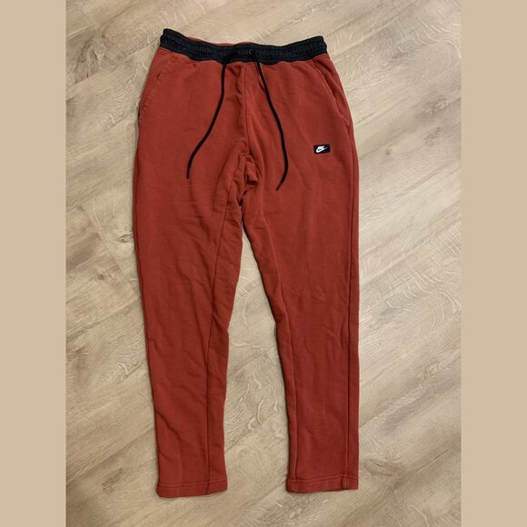 Nike Sportswear Modern NSW Tapered Fleece Joggers Mens Medium M Rust Red Zip - Picture 1 of 7
